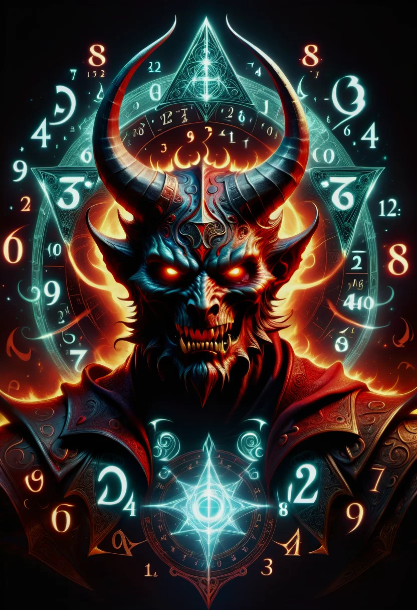 hyper detailed masterpiece, dynamic, awesome quality,swirling DonMM4hM4g1cXL math magic,numbers, symbols,diablo, large menacing demon, horned demonic appearance, red and dark colored leathery skin, formidable powers, lord of terror, powerful, malevolent, <lora:DonMM4hM4g1cXL-000008:0.8>