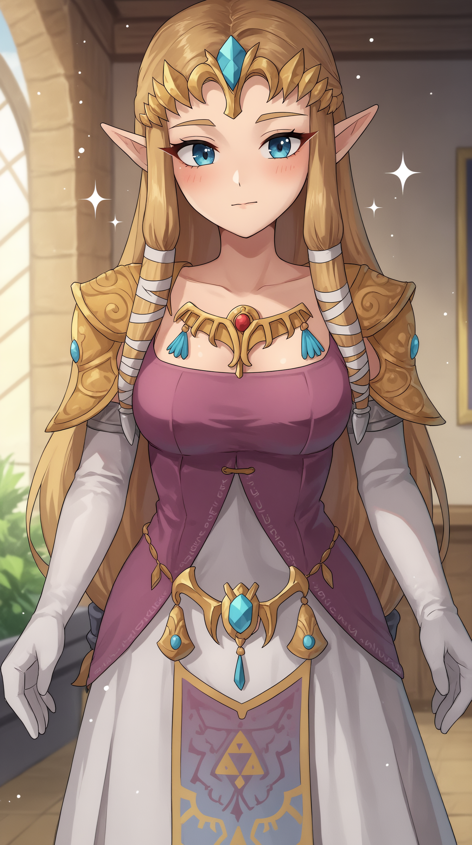 score_9, score_8_up, score_7_up,anime_source, source_anime, best background, detailed background, anime screencap, 4k, upscale,  Zelda TP, Main Outfit, solo, blush, closed mouth, solo focus, sparkle, indoors, happy,  <lora:JN_Zelda_TP_Pony:0.8>