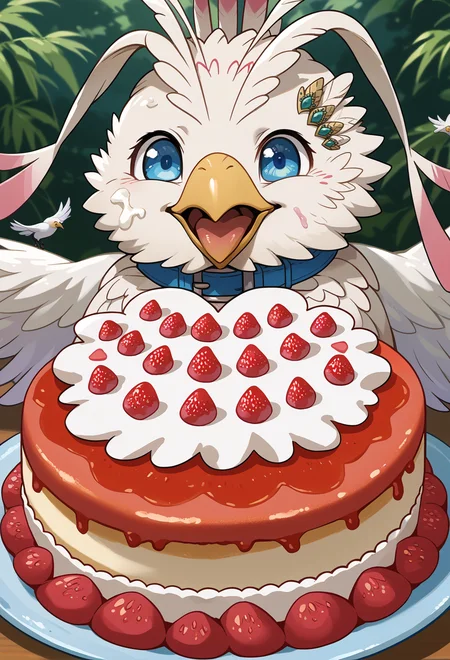 score_9, score_7_up, source_anime, <lora:AEFiloPony:1> BREAK
AEFiloBird, animal, beak, bird, blue collar, blue eyes, hairclip, white feathers, wings, happy, open mouth, tongue out, cake, food on face, food on body,