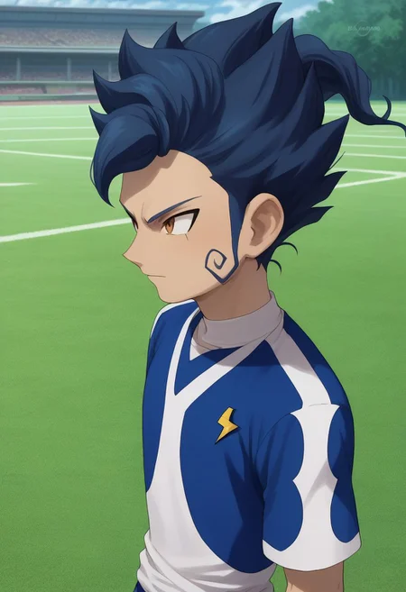 score_9, score_8_up, score_7_up, source_anime, highly detailed, 1boy, solo, male_focus, slender, skinny
tsurugi2, raimon, male focus, 1boy, galaxy soccer uniform, solo, sportswear,
soccer uniform, blue hair, upper body,
outdoor,