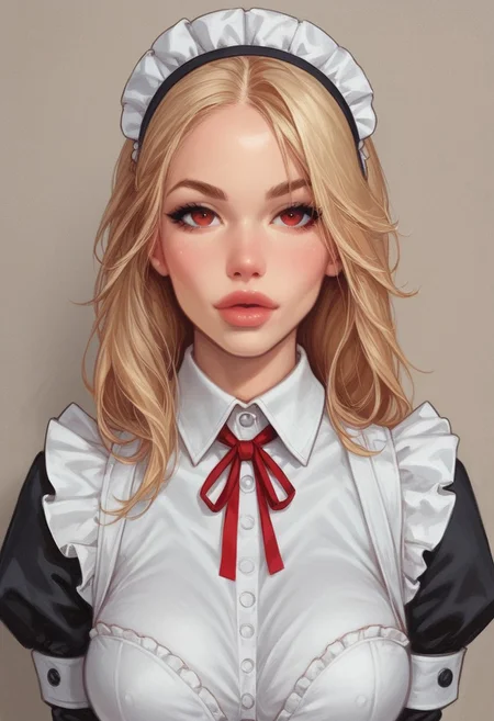 from front, (((front view))), 1girl, illustration, comic style, looking at viewer, highly detailed,
RosieTJ, 1girl, robot girl, metal body, red eyes, red buttons, wheels, white maid cap, white collar, white cuffs, white hip apron, black skirt, female
((full-clothed)),
BREAK
dynamic pose <lora:Cherry-Gig:0.55> ((((full-clothed)))),
BREAK
((rest room background))) score_9, score_8_up, score_7_up, score_6_up, source_cartoon, rating_explicit, Expressiveh, (((((upper body))))), dynamic pose