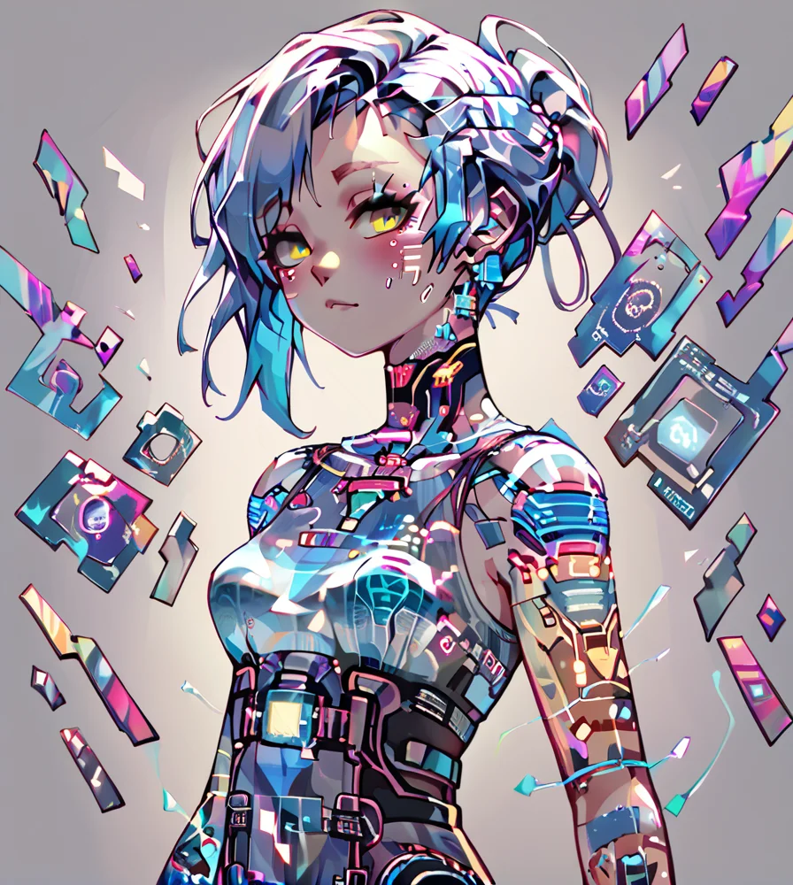 score_9, score_8_up, score_7_up,,
 <lora:Circuit_patternPony:0.8>,
circuitpattern,
1girl,looking at viewer,portrait,clothing ,holo,glow,symbols,cyberpunk,glitch
