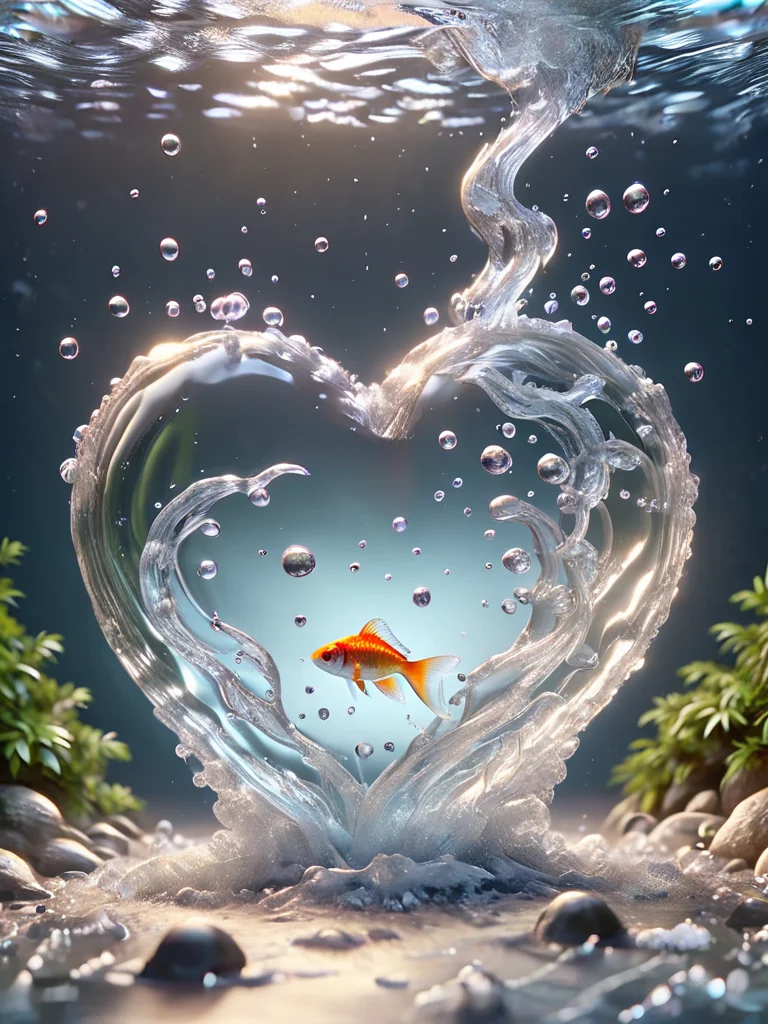 frozen fancy goldfish in ice, bubles, clear water, reed, hyper realistic, ultra quality,large, ornate, spotlighting <lora:watce-sdxl:1> watce