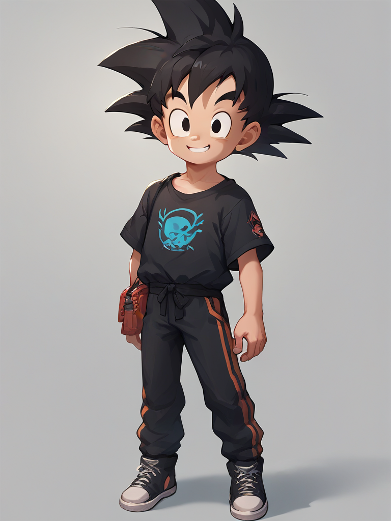 score_9, score_8_up, score_7_up, score_6_up, score_5_up, score_4_up, source_anime <lora:GotenSDXL:0.7>,gotenv1, spiked hair, 1boy, black hair, black eyes, smile, dougi, full body,smiling,looking at viewer, 
<lora:Smooth Anime Style LoRA XL:1>