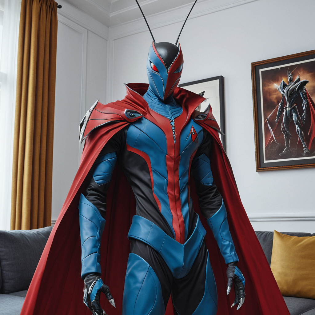 sfw, masterpiece, best quality,absurderes, <lora:AbbadomonCoreXL:1>,1boy,solo,abbadomon core,cape,antenna,two-tone clothing,two-tone skin photo,realistic,cinematic,cropped,portrait,close-up,indoors,living room