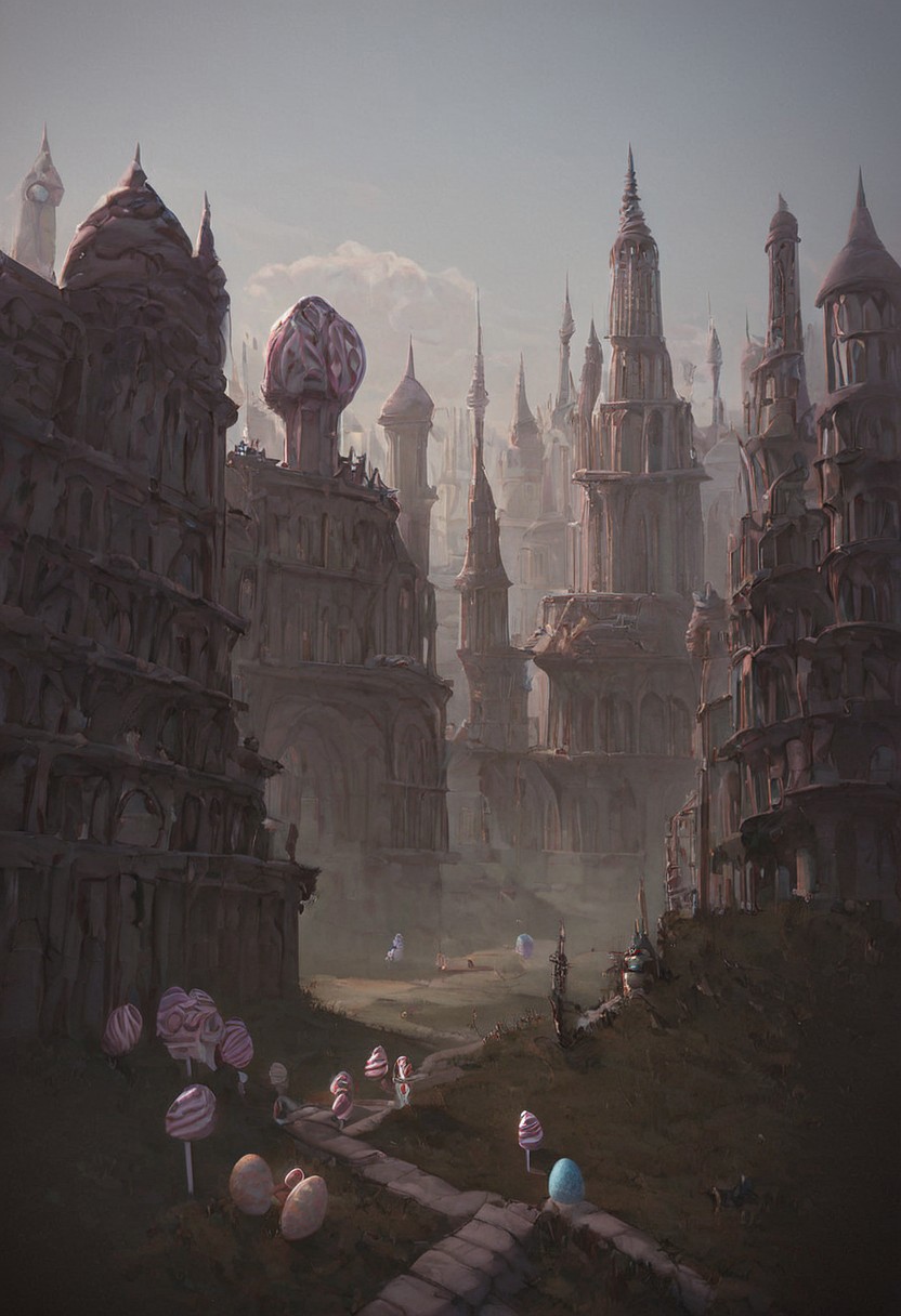 score_9, score_8_up, score_7_up, high quality humans body,
walked humans, humans on strairs, humans, 
crazystair, multidimensional stairs labyrinth, mdsl, outdoors, no humans, window, building, scenery, stairs, city , towers, grass, fog ,Candy Land ,evil villain ,darkness, fog, easter eggs, opposites ,Dark Fantasy page