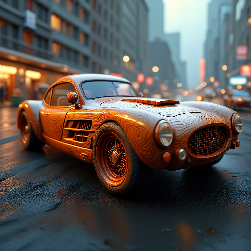 1car, outdoor, W00dF4nt4sy, highly detailed, 4k, precise, semirealistic