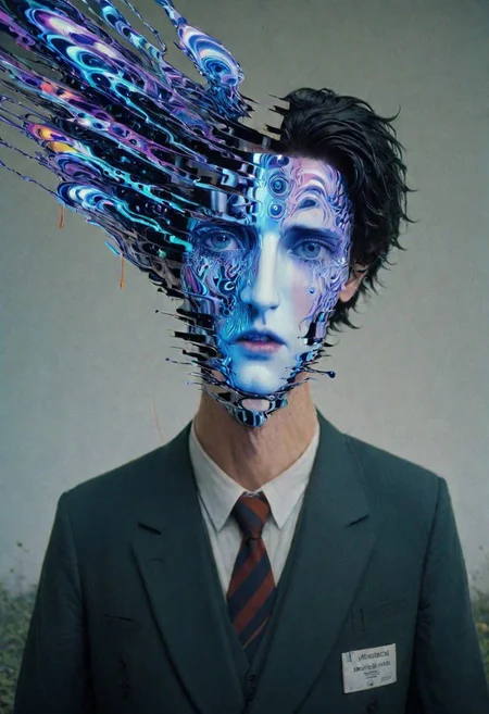He lifts his head from his head, his eyes on strands of eyes, and in the glitch light handmade and homespun, he sees the visions of pasts lost in enigmatic phantoms and faces of light