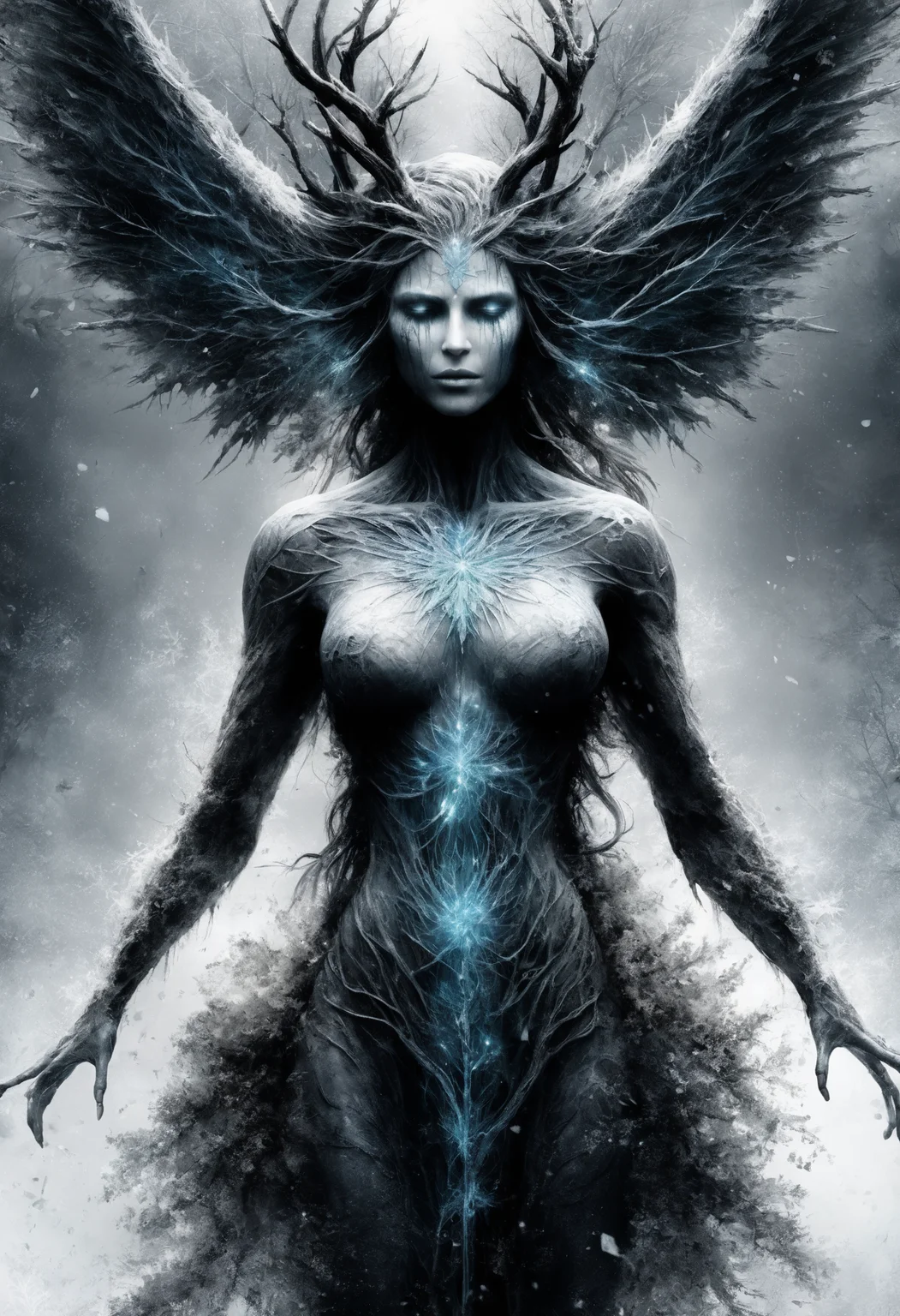DonMB14ckB377yXL (masterpiece, best quality), ammil, Ethereal nature spirit being, manifestation of frost and ice, delicate and fragile appearance, symbol of transient beauty, harbinger of the changing seasons, ethereal and almost invisible presence, classical, (highres, 4k, 8k, intricate detail, amazing quality, Detailed Illustration) <lora:Perfect Hands v2> <lora:SDXL\DetailedEyes_V3> <lora:myLoraXL_test\DonMB14ckB377yXL-000008>,