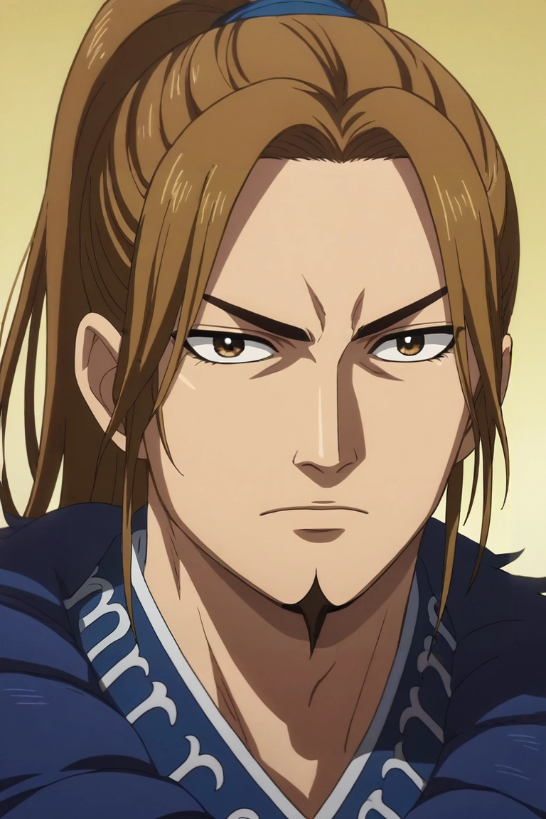 score_9, score_8_up, score_7_up, , rating_safe, , anime screencap, anime coloring, official style, looking at viewer, , 1boy, solo, male focus, <lora:li_mu_pony:0.78>, li_mu, brown hair, brown eyes, long hair, ponytail, facial hair, goatee, , , <lora:sdxl_lightning_8step_lora:1>