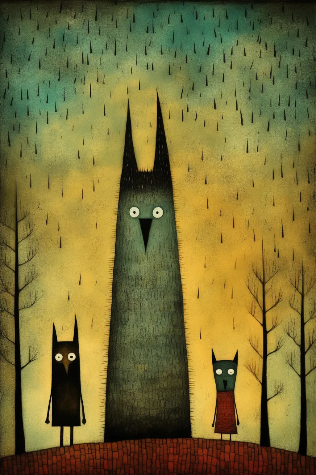 <lora:Tracie Grimwood Style:1>Tracie Grimwood Style - The Wonder Wolf and the Howling Adventure in the style of andy kehoe and paul klee