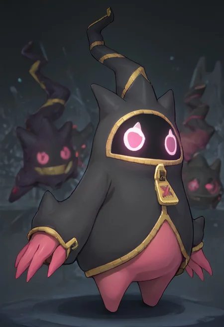 score_9, score_8_up, score_7_up, depth of field, perfect soft lighting, best shadows, volumetric, detailed image, high resolution, Expressiveh, Eous,
bangboo \(zenless zone zero\), bangboo, banette_mega <lora:POKEMON_BANETTE_MEGA:1> giant pink claws, 1other, black fabric, zippers, pink eyes, glowing, black face, female, solo, cute,
stubby legs, short body, BREAK posing, dynamic, detailed background, night city, soft neon,