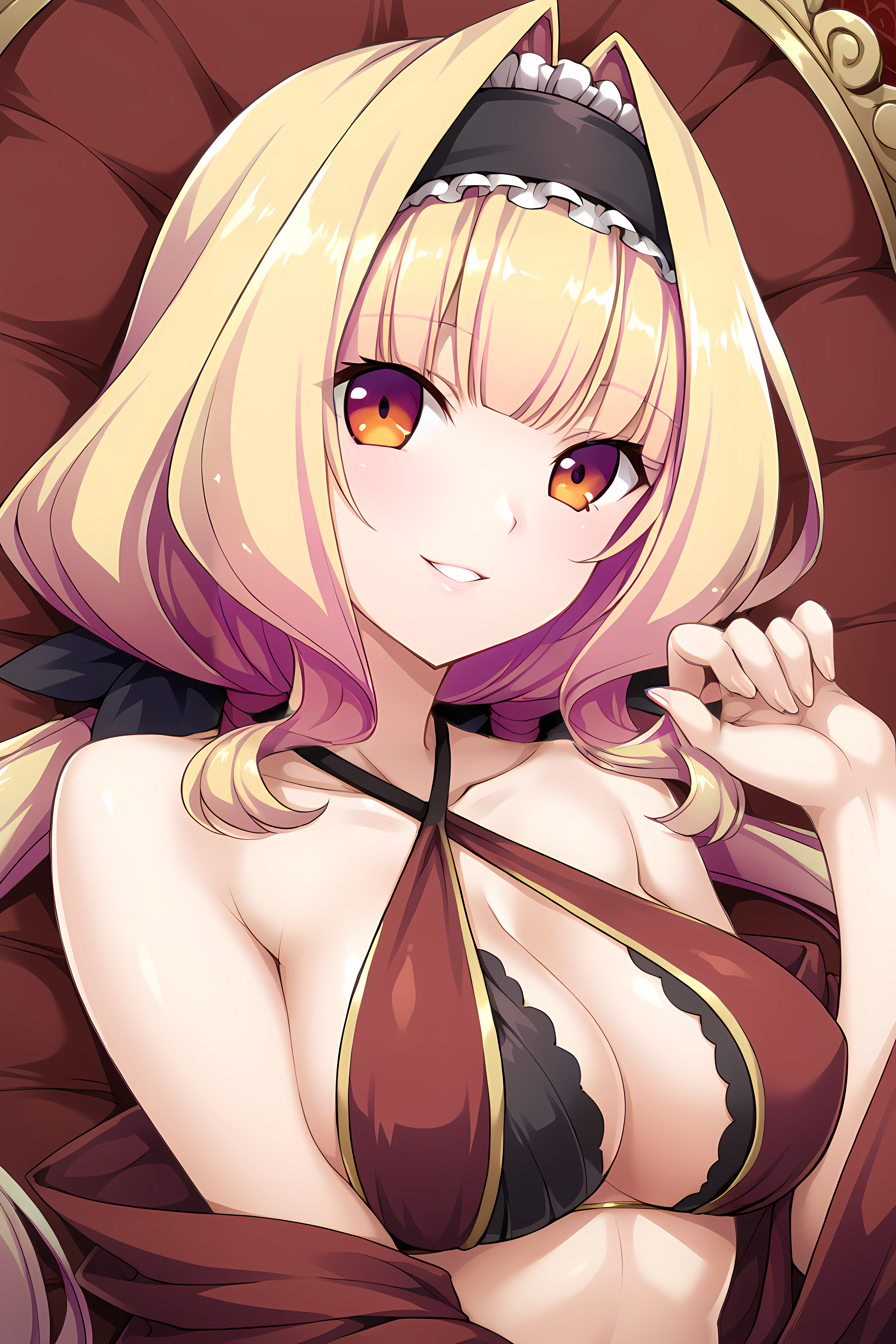 parted lips,smile,lying,exa,azarin,1girl,long hair,large breasts,blonde hair,orange eyes,shawl,halterneck,harem outfit,hairband,
BREAK <lora:EXS-TIA_MagicaAzarin_-_Lusterise:1>,[from side],, score_9, score_8_up, score_7_up,source_anime,(masterpiece),(best quality),(ultra-detailed),(best illustration),(best shadow),(absurdres),(detailed background),(very aesthetic),source_anime