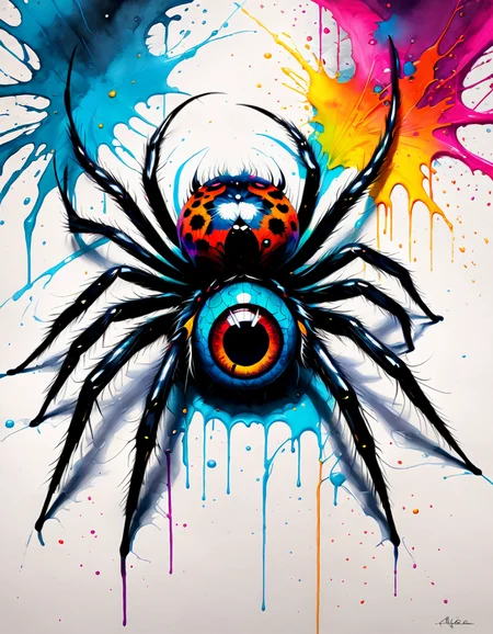 The eye of the spider capture the souls of those that stare <lora:SDXLPaintSplash:0.8> Colorsplash high quality, beautiful, metaphor