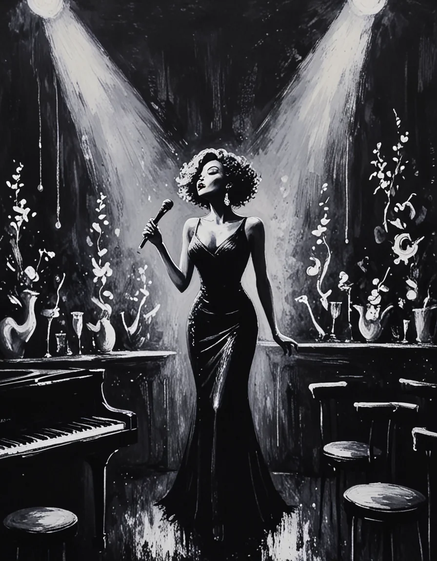 lively nightclub featuring a grand stage with a jazz singer <lora:novuschroma64 style:1.1> novuschroma64 style <lora:sdxl_lightning_8step_lora:1>