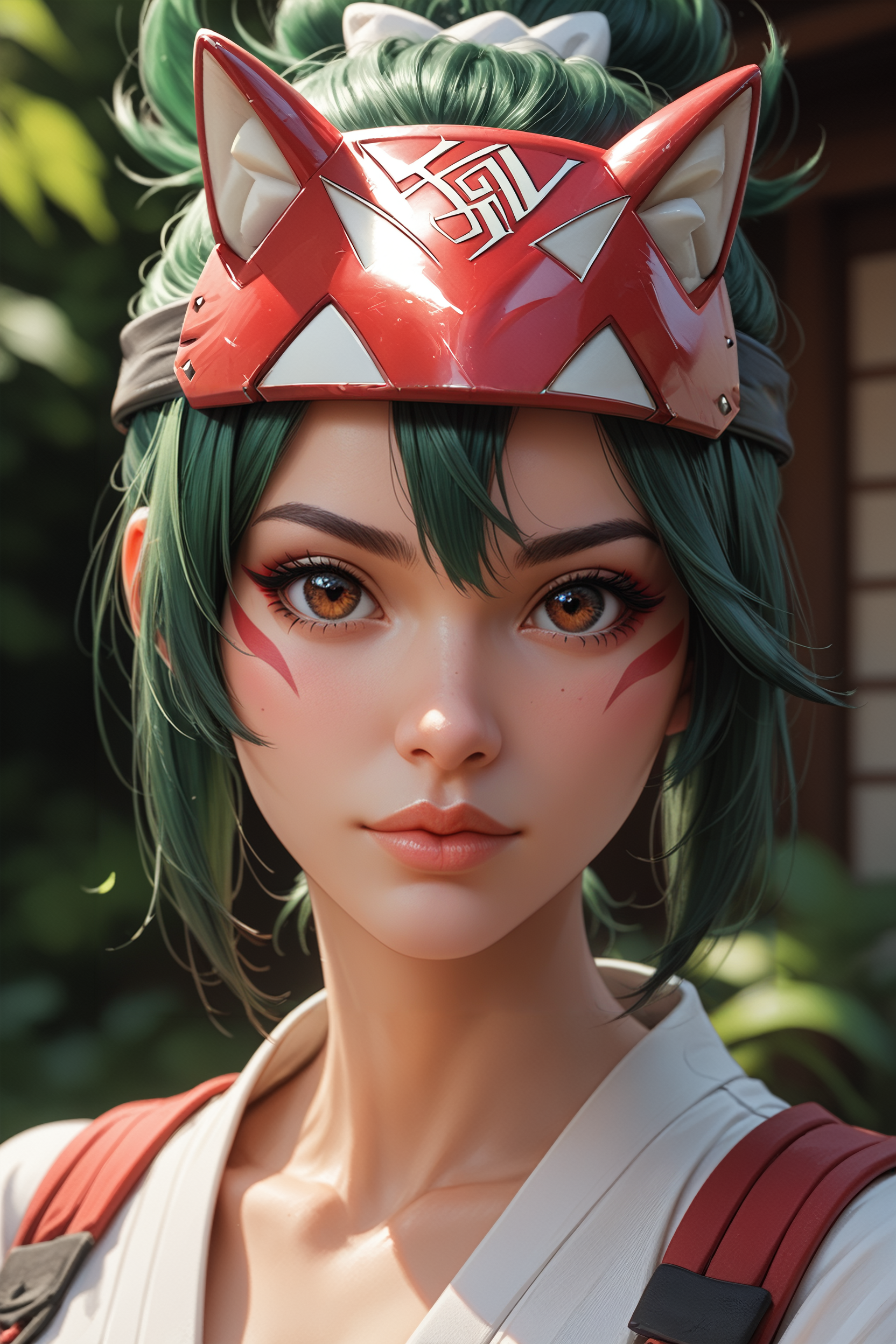 score_9, score_8_up, score_7_up, score_6_up
<lora:OKiriko:0.8>
OKiriko, 1girl, green hair, brown eyes, fox mask, facial marks, looking at viewer, portrait