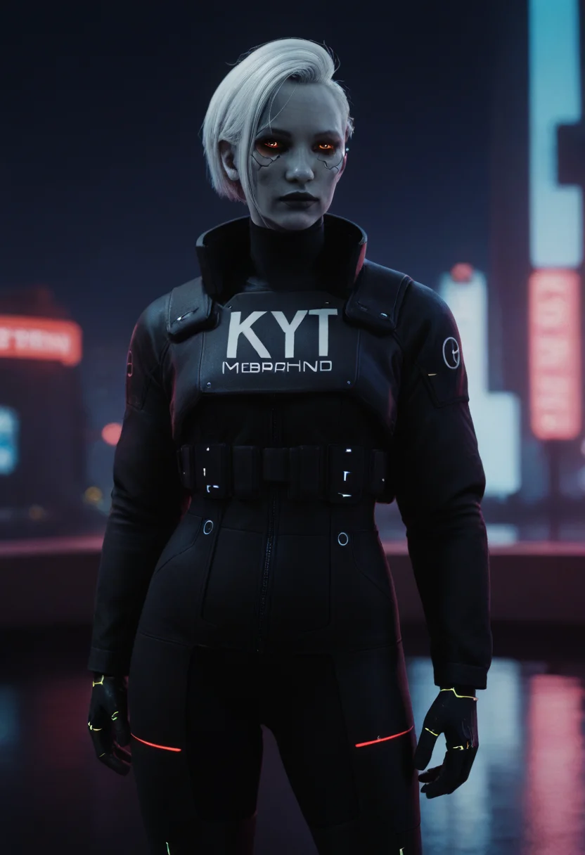 <lora:Marathon_-_graphic_realism-000002:0.5> Marathon style, mrthn, graphic realism,
cyberpunk, city,
1girl, adult, cowboy shot, android, white hair,
multicolored theme,
