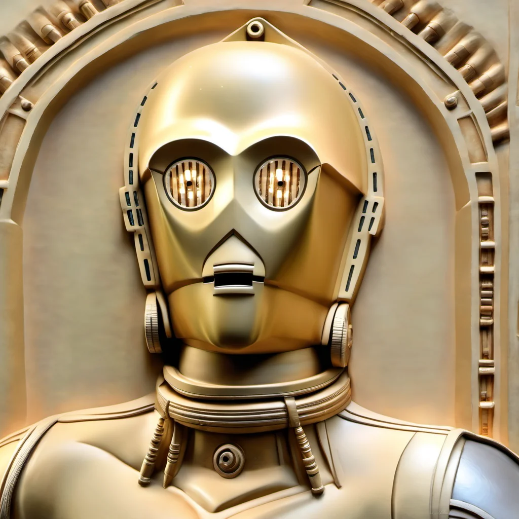 plain background, soft lighting, even lighting, soft shadows, masterpiece, portrait, bas-releif, (c3po), <lora:BAS-RELIEF:1.5> BAS-RELIEF page <lora:c3po:1>