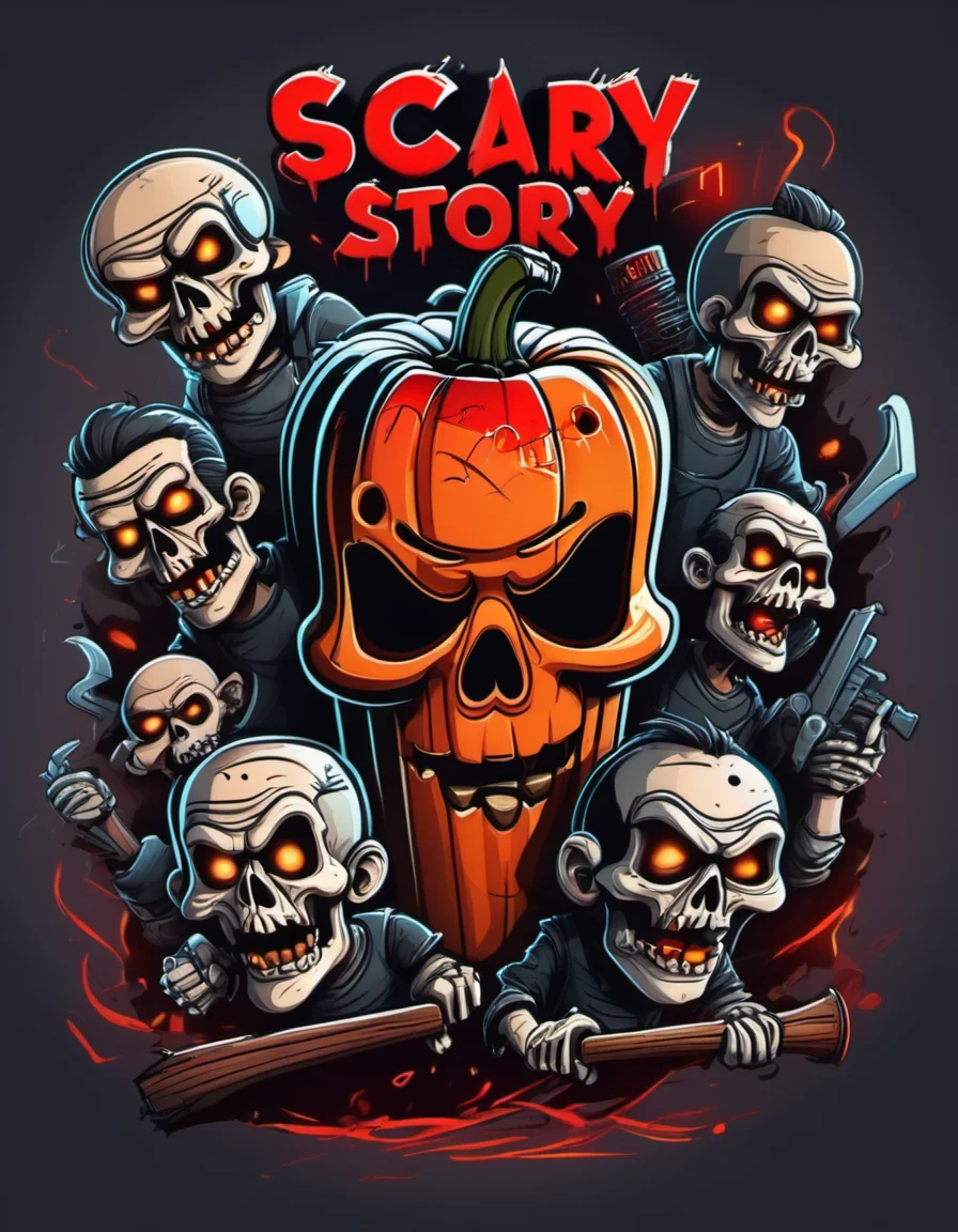 vector cartoon illustration of a youtube channel banner for a scary story channel, unreal engine 5, high octane render <lora:Vector cartoon illustration-000008:1>