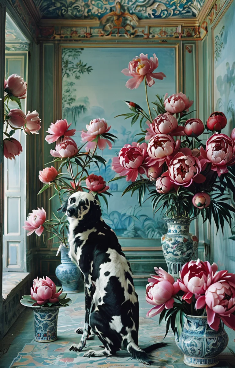 masterpiece,best quality,<lora:tbh365-sdxl:0.8>,illustration,Style of Karen Knorr decaying peonies