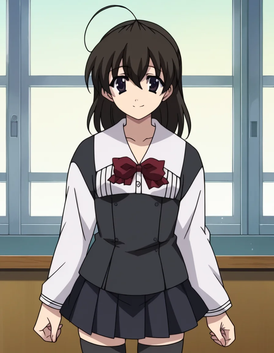 score_9, score_8_up, score_7_up, source_anime,
sekaisaionji, <lora:sekai-saionji-ponyxl-lora-nochekaiser:1>,
sekai saionji, black hair, brown eyes, ahoge, smile,
skirt, thighhighs, school uniform, shoes, black thighhighs, zettai ryouiki,
indoors, classroom,
looking at viewer, cowboy shot,