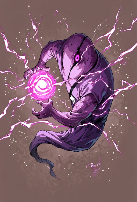 score_9, score_8_up, score_7_up,,  good quality ,, character focus, solo, , best quality , detailed background,  <lora:ghostfreak-02:1> ghostfreak, solo, no humans, purple eye, ghost, simple background <lora:kamehameha charge stance:1> charge stance, kamehameha charge stance, , energy ball, aura, electricity