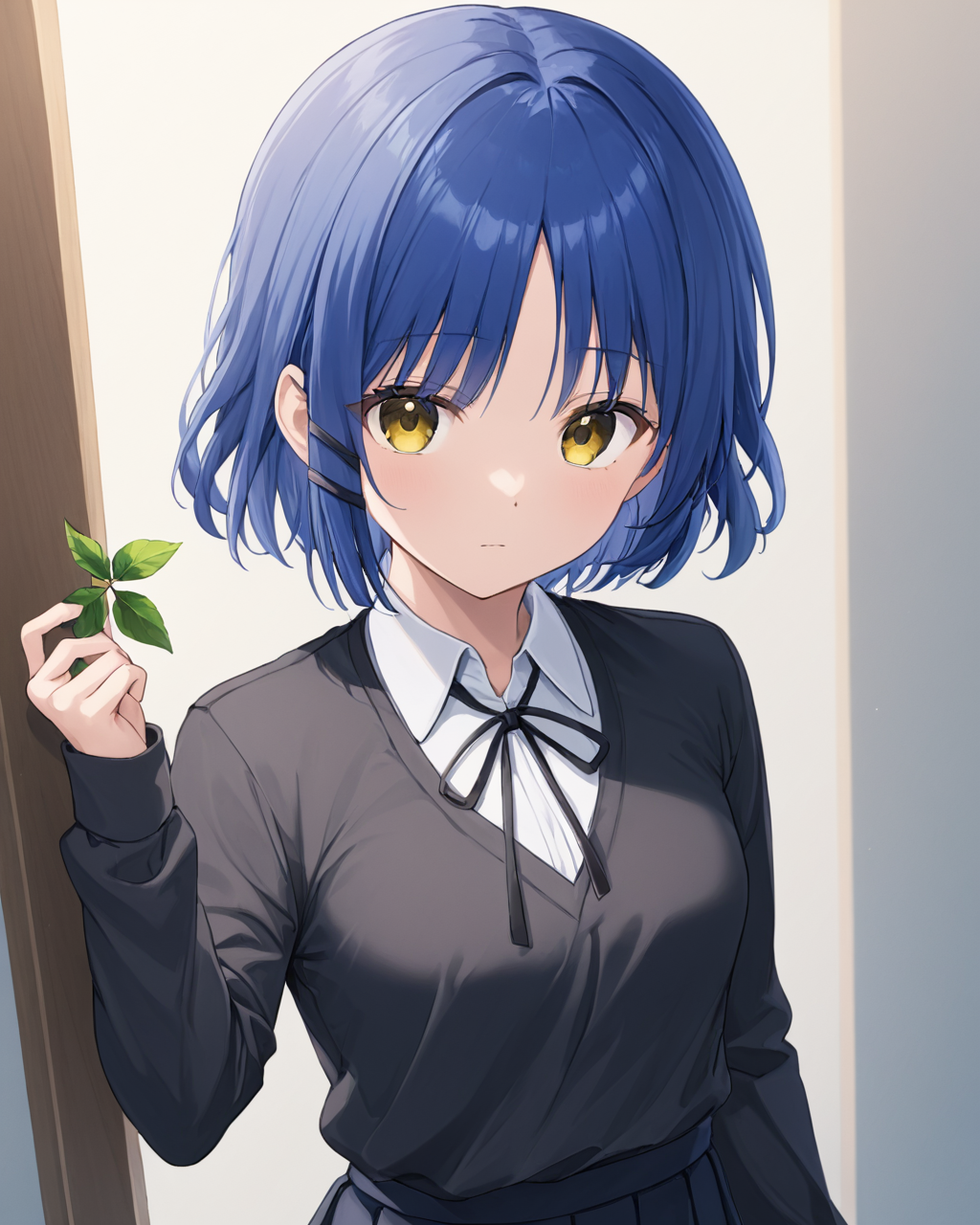 yamada_ryo,1girl, solo, mole_under_eye, holding, white_shirt, neck_ribbon, long_sleeves, collared_shirt, black_ribbon, pleated_skirt, looking_at_viewer, leaf, plate, black_skirt, school_uniform
<lora:yamada_ryo_image1086_2023-11-22:1>. gorgeous,key visual, vibrant, studio anime,award-winning, professional, highly detailed,high budget, cinemascope