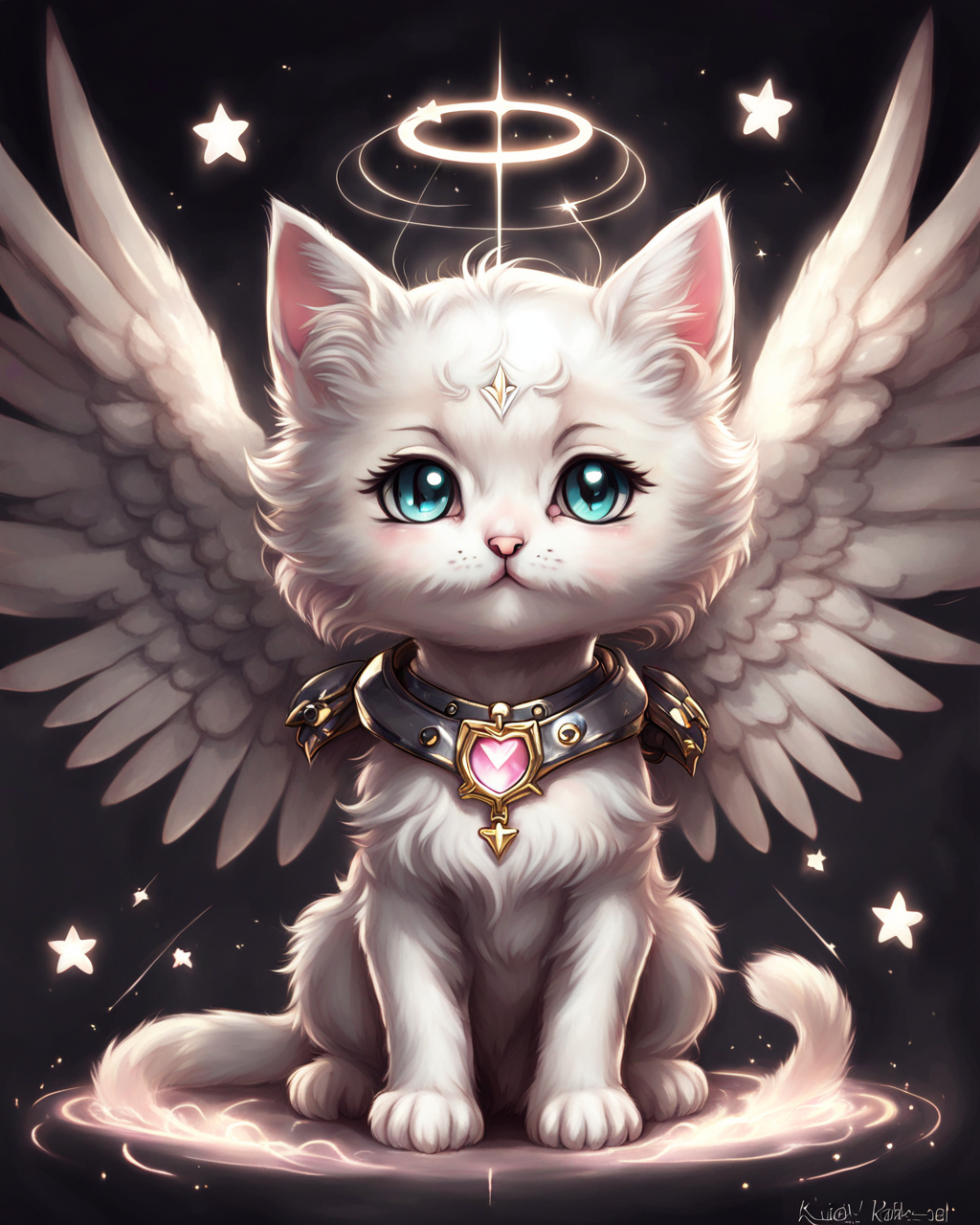 (Chibi:1.3) (kawaii:1.4) kitten <lora:SDXLAngelic:0.8> powerful, angelic