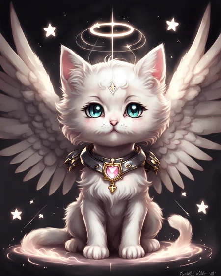 (Chibi:1.3) (kawaii:1.4) kitten <lora:SDXLAngelic:0.8> powerful, angelic