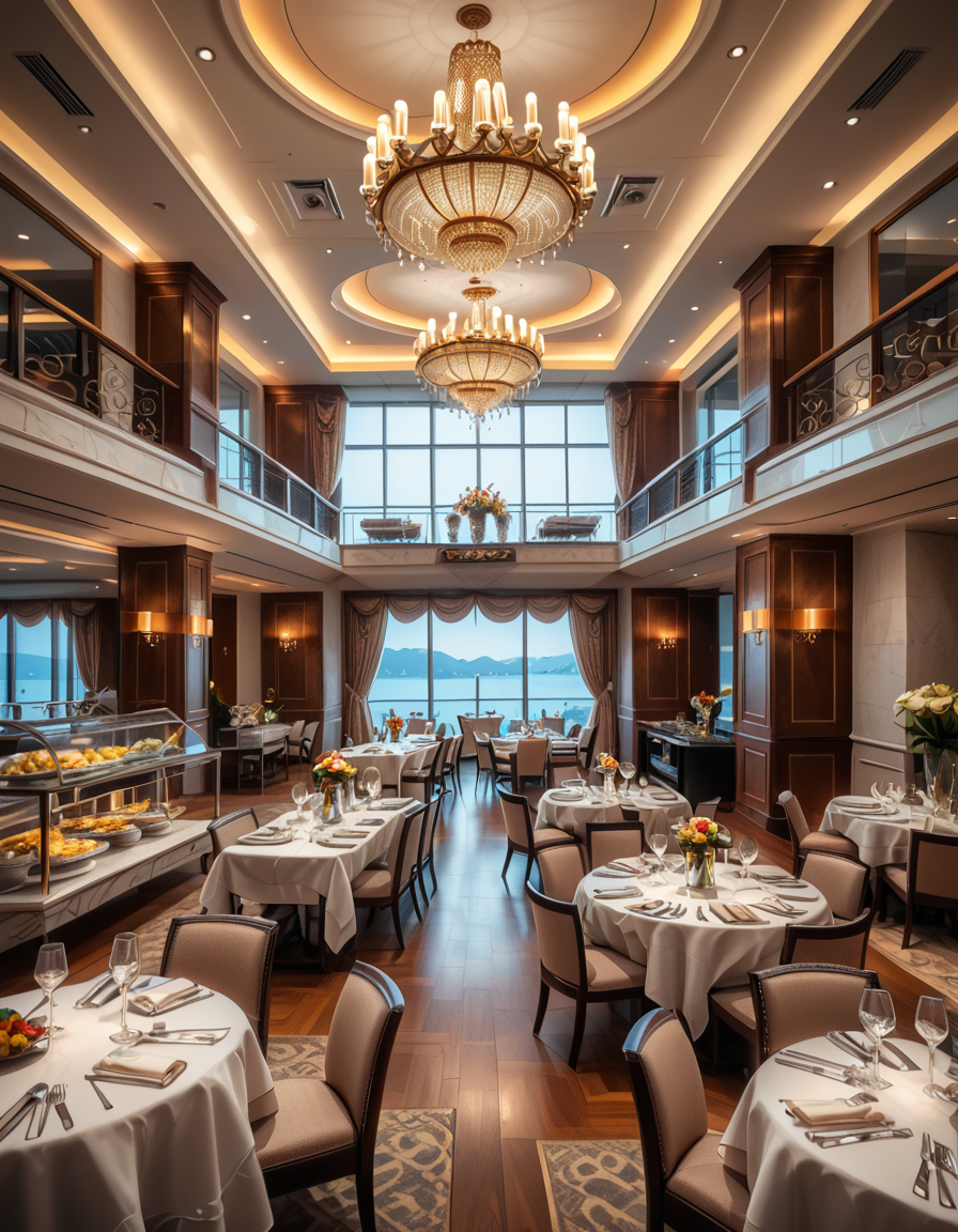 <lora:SDXLFaeTastic2400:0.4> <lora:extremely_detailed:0.4> extremely detailed
A grand and opulent buffet hall with high ceilings, adorned with intricate chandeliers casting a warm golden glow. The hall is lined with long, elegantly decorated tables covered in fine white linen, showcasing an extravagant selection of gourmet dishes. Silver chafing dishes gleam under soft ambient lighting, filled with delicacies such as succulent roasted meats, fresh seafood on ice, and vibrant platters of exotic fruits. Ornate floral arrangements and carved ice sculptures serve as centerpieces, enhancing the grandeur of the setting. In the background, tall arched windows with heavy velvet drapes reveal a breathtaking city skyline. Guests in elegant evening attire mingle, holding fine crystal glasses filled with champagne, adding to the sophisticated and lavish atmosphere.
luxurious buff3t h4ll,  <lora:luxurious_buff3t_h4ll-p:1>, Masterpiece,best quality,hi res,8k,hi res,8k,award winning,(sharp focus, intricate, highly detailed),