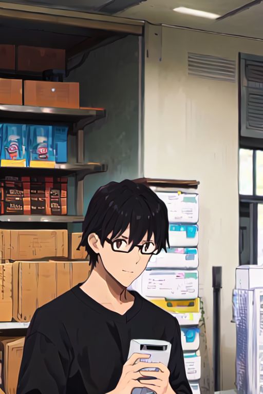 solo, 1boy, solo_focus, AkabaneP, black hair, brown eyes, glasses
