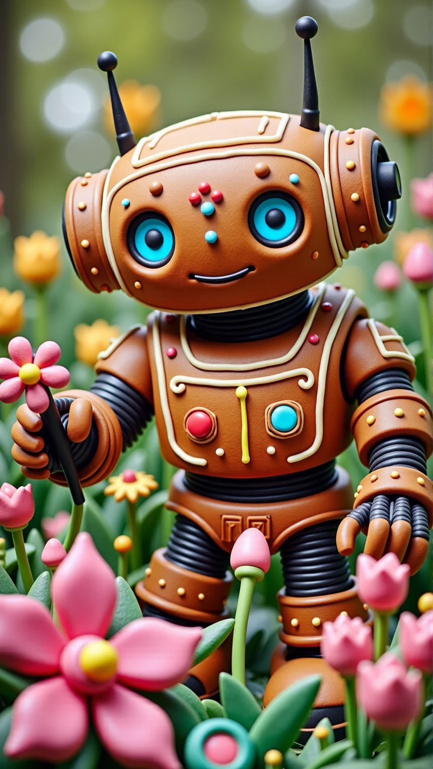 GingerbreadStyle a robot tending to a garden of electronic flowers
<lora:GingerbreadStyleFlux:0.9>