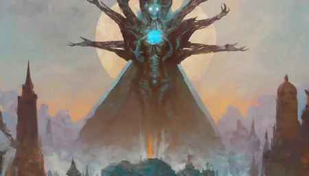ancient cosmic horror destroying a city, H.P. Lovecraft, insane architecture, mohrbacher, visually stunning, elegant, vibrant color, incredible details, (masterpiece), (best quality). <lora:anatoAI-000080:1>