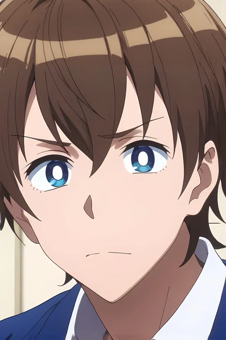 score_9, score_8_up, score_7_up, , rating_safe, , anime screencap, , official style, looking at viewer, , 1boy, solo, male focus, <lora:masato_oosuki_pony:0.98>, masato_oosuki, brown hair, blue eyes, short hair, bangs, hair between eyes, bright pupils, white pupils, , , <lora:sdxl_lightning_8step_lora:1>