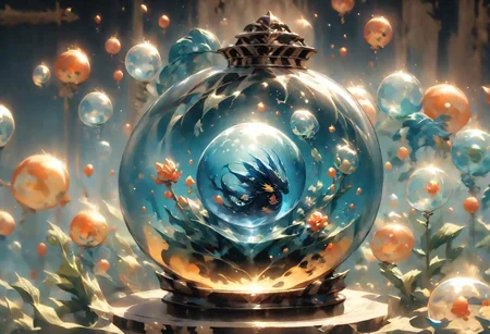 Jujutsu Kaisen dragon Blue Lock Super Dragon Ball Imagine a floating garden in space, where exotic plants grow in giant transparent bubbles. Each bubble contains a unique ecosystem, with magical creatures and vibrant colors. Explore the idea of a surreal intergalactic garden that defies the laws of physics dragon
