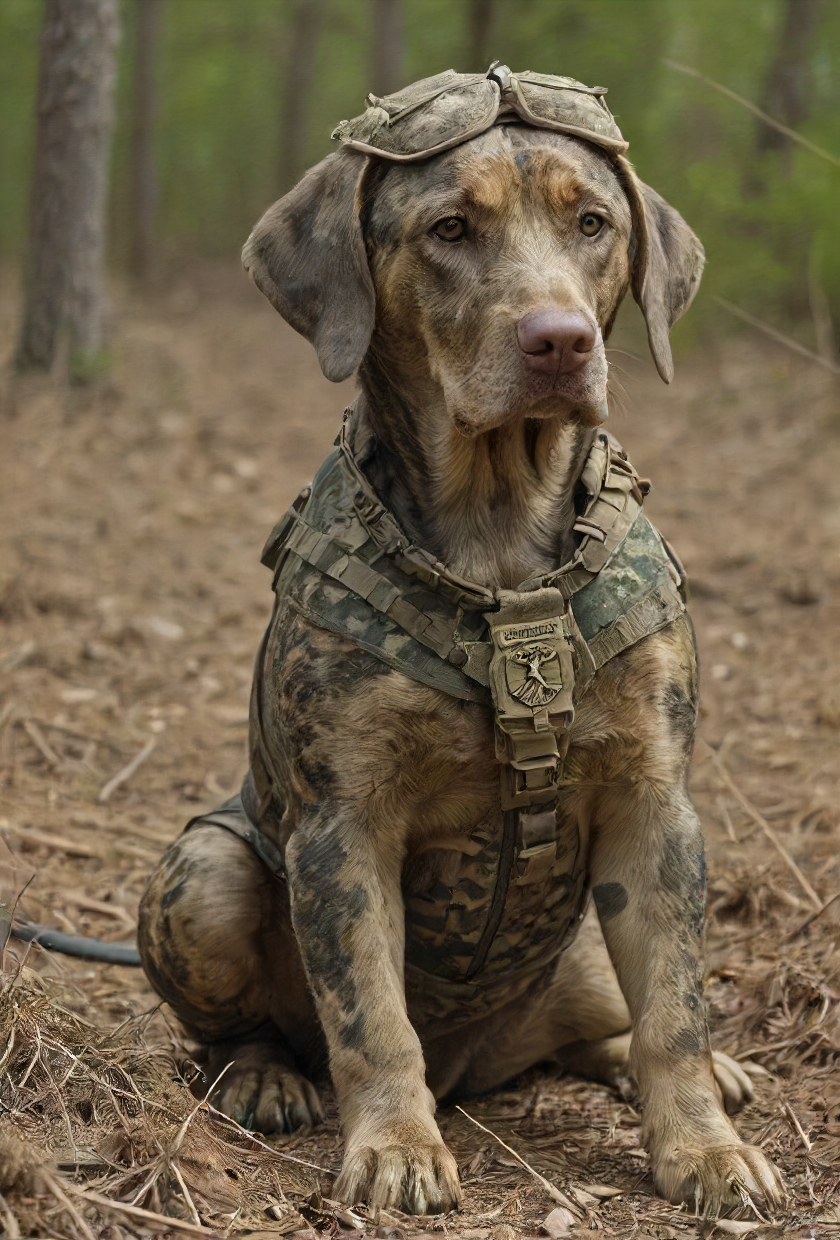 this here is Camouflage and he's been right here since he passed away last night, Semper Fi, <lora:Desolation:0.2>
