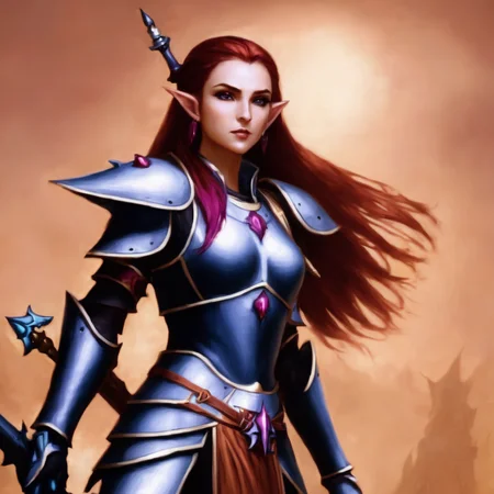 <lora:aeldari_xl_4:0.8> aeldari, asuryani, 1girl, solo, long hair, simple background, white background, holding, purple eyes, full body, weapon, red hair, pointy ears, sword, holding weapon, gun, holding sword, elf, gauntlets, pauldrons, breastplate, aeldari's armor, aeldari's shoulder armor