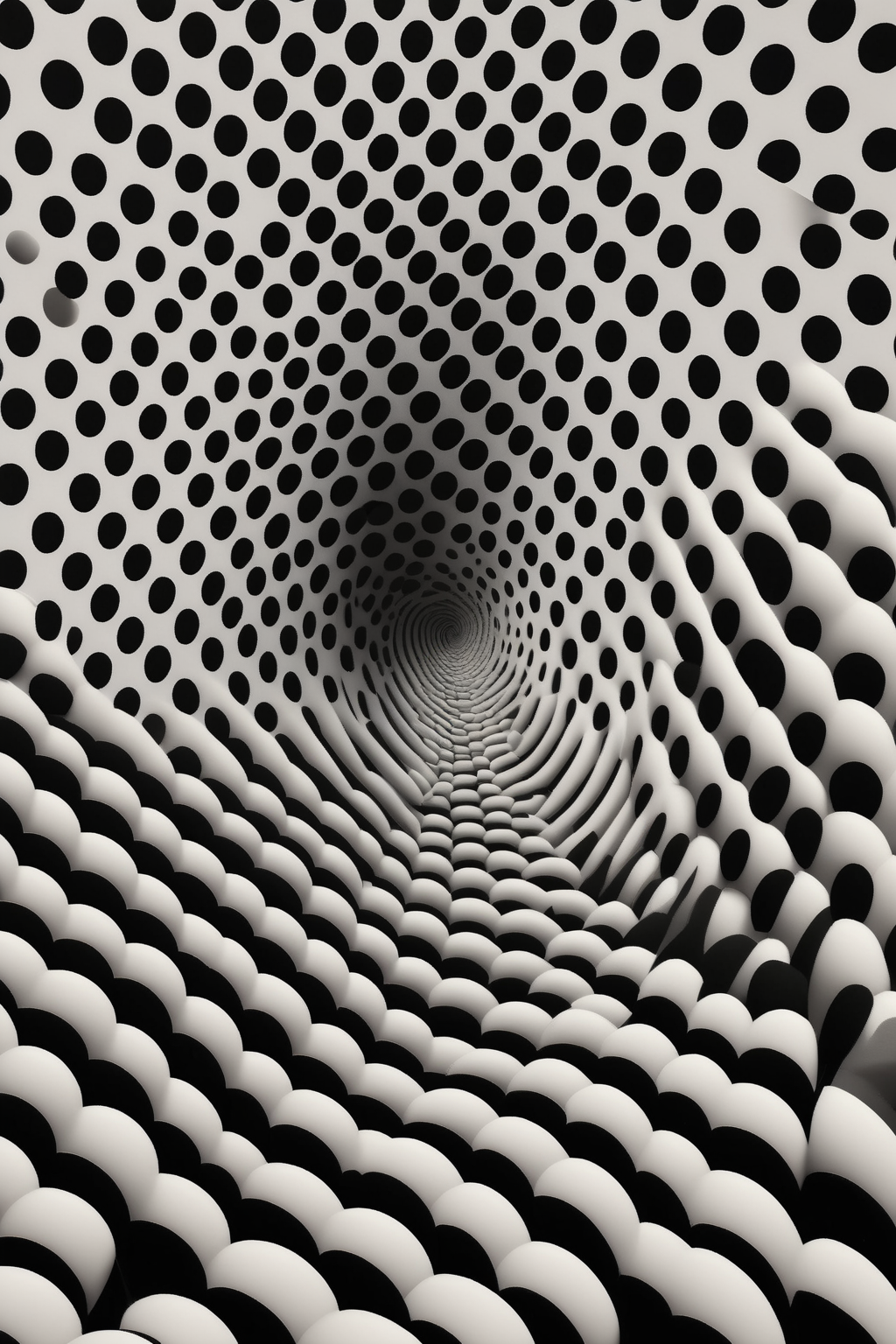 <lora:Op Art:1>Op Art - graphic rows of circles fit to a cylindrical shape, bending into an optical illusion of shape and volume
