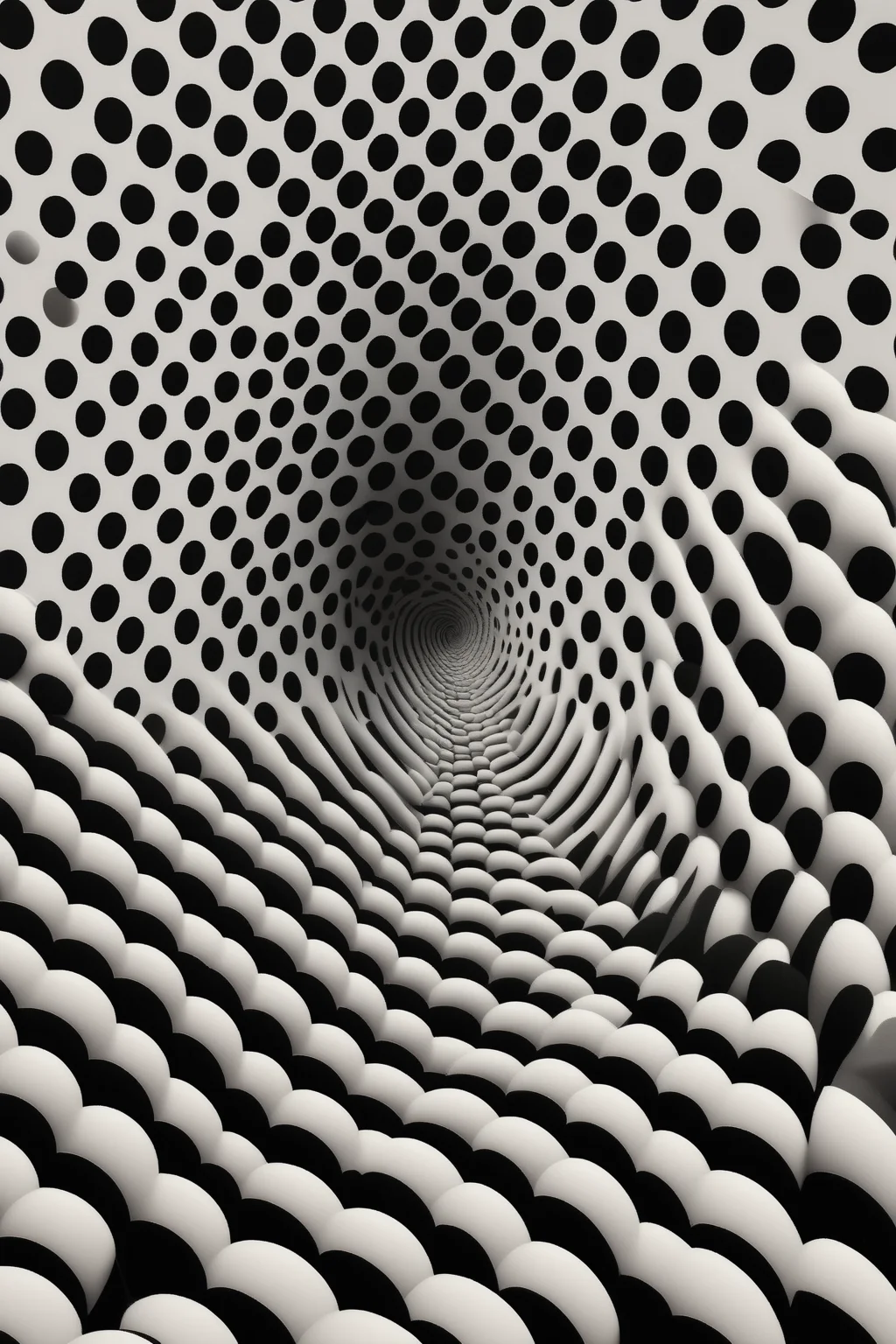 <lora:Op Art:1>Op Art - graphic rows of circles fit to a cylindrical shape, bending into an optical illusion of shape and volume