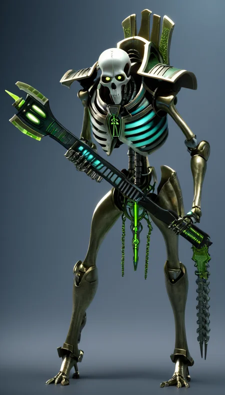professional 3d model Necrons, scenery, detailed background, masterpiece, best quality, high quality, absurdres <lora:necrons_xl_v1:1> . octane render, highly detailed, volumetric, dramatic lighting