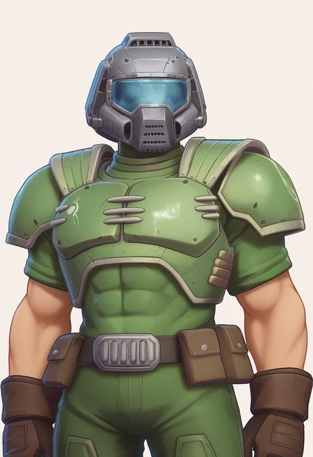 score_9, score_7_up BREAK engageportraits, portrait, white background, doomguy, armor, helmet,visor,cowboy shot <lora:zs_EngagePortraitsXL:1> <lora:doomguy-v1_pdxl:0.8>