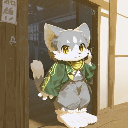 lv1rubili, zPDXL2, furry, anthro, cute, kemono, male focus, solo, cat, score_9, score_8_up, full body, digital art, highly detailed, looking at viewer, standing to viewer, full view