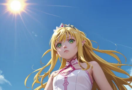 score_9, score_8_up, score_7_up, (((from Front and from below))),
at the beach, sun goes down,
Yue, blonde hair, very long hair, red eyes,
Liliana, long hair, blonde hair, ponytail, tiara, green eyes,
Tio, yellow eyes, pointy ears, black hair, hair ornament,