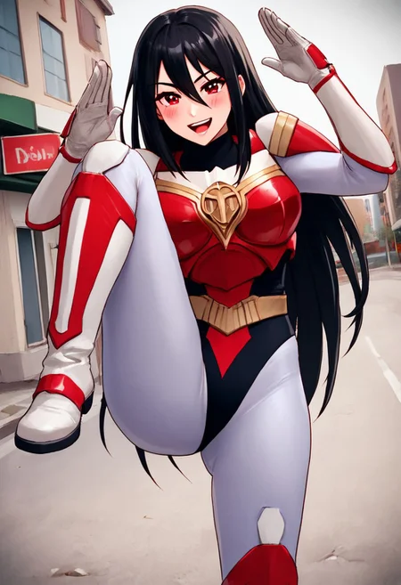 score_9, score_8_up, score_7_up, source_anime, zPDXL, zPDXLpg, <lora:offset_0.2:0.1>, <lora:spo_sdxl_10ep_4k-data_lora_webui:1>,
1girl, solo,
sazermithras, white bodysuit, black leotard, belt, armor, white gloves, gauntlets, boots, <lora:Sazer_Mithras:1>,
mature,black hair, very long hair, hair between eyes, red eyes, tsurime, crane stance, fighting stance, closed mouth, leg up, standing, standing on one leg, looking to the side, hands up, open mouth, blush, solo
Hide
Text-to-image
smile, blush, looking at viewer, facing viewer, cowboy shot, standing, hands salute, ass visible through thighs, teeth,
outdoors, city, street