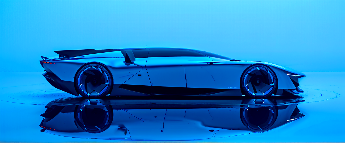 Minimalism inspired by nature, c_car ,masterpice, 8k,high speed, designed by the geatest designer ever lived, reflection, front view, clean, black, blue,,, An art movement focusing on simplicity and reduction, often using geometric shapes and monochrome palettes.