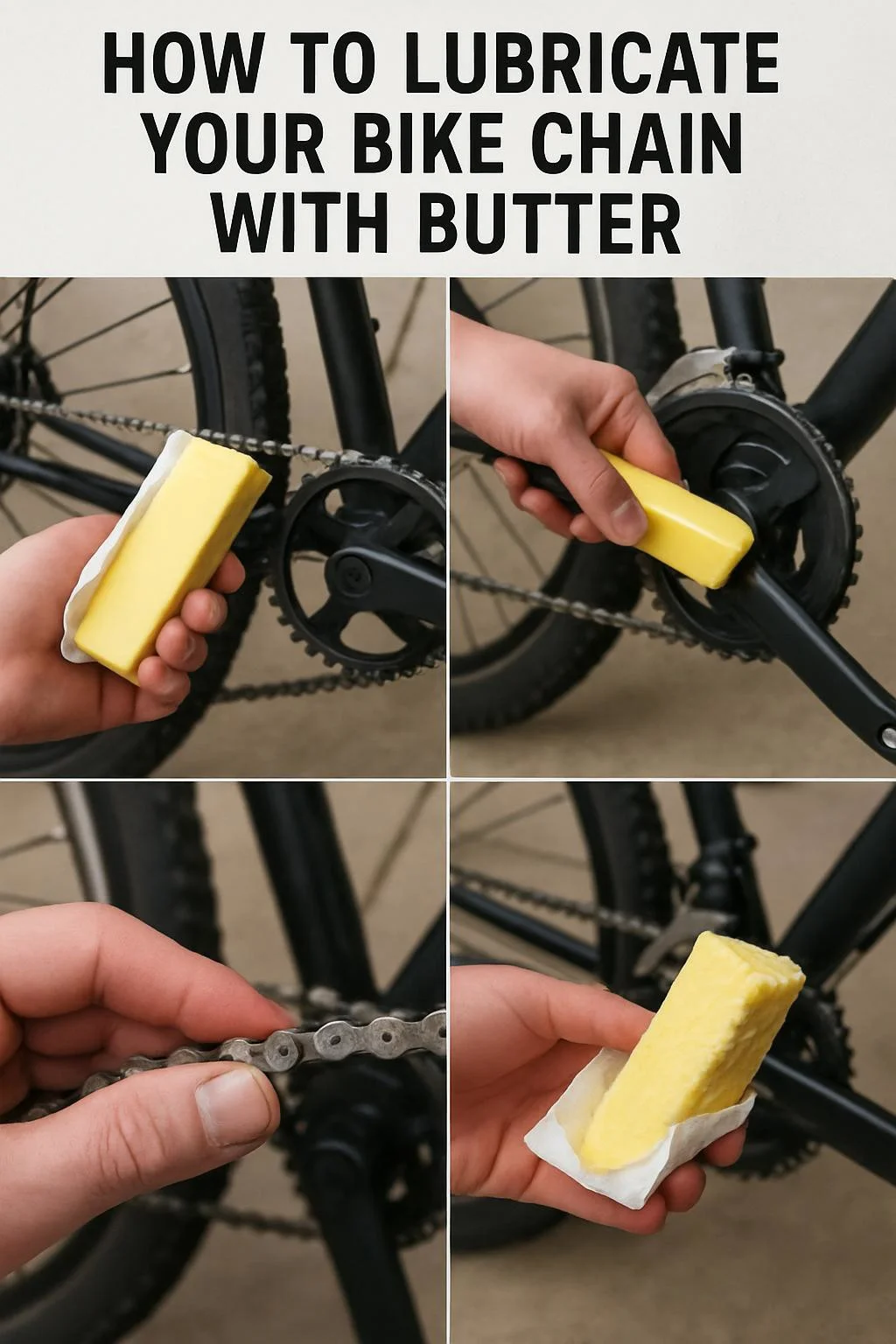 Tutorial for how to lubricate your bike chain with butter for performance