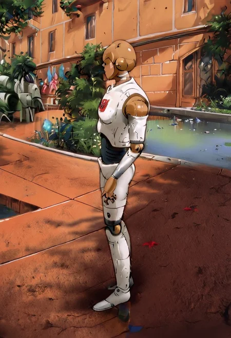 VOV-A6 Lab Tech from atomic heart, robot, solo, brown robot, white outfit,
outside, river, pavement, buildings Transformers animation <lora:Transformers 86 FT:1>