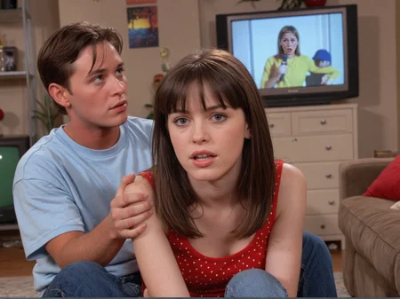A cinematic film still from a 1990's tv sitcom,