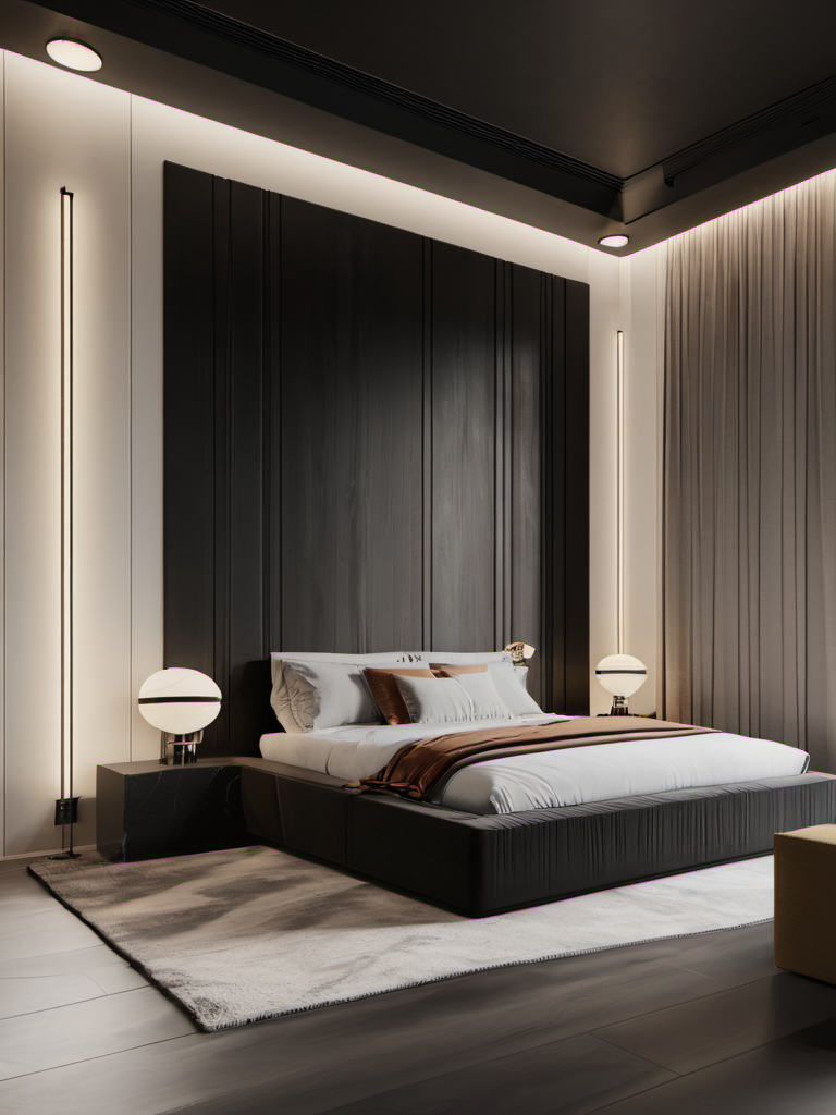 bestquality,masterpiece,highquality,real,realistic,superdetailed,fulldetail,8K,Cream French,window,lamp,bedroom,bed,bedside background wall,<lora:Dark guest restaurant._V2ï¼XLï¼:1>,