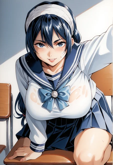 <lora:PONY-ç»-è¤å²åº·ä»:0.8> ,traditional media,score_9,score_8_up,1girl,solo, <lora:riko.pony:0.8>,riko,school uniform, pleated skirt, huge breasts, looking at viewer,, uncensored,<lora:add-detail-xl:1>,<lora:Expressive_H-000001:0.8>